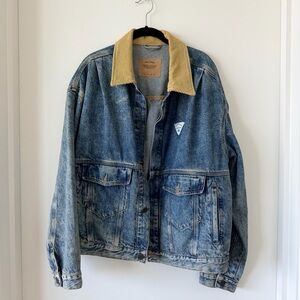 American Vintage Denim Jacket with Corduroy Tan Collar